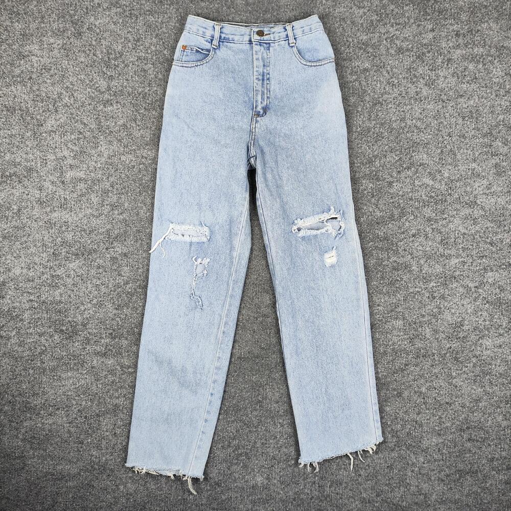 Vintage Express Jeans Juniors 1 Light Wash High Rise Mom Distressed Denim 90s